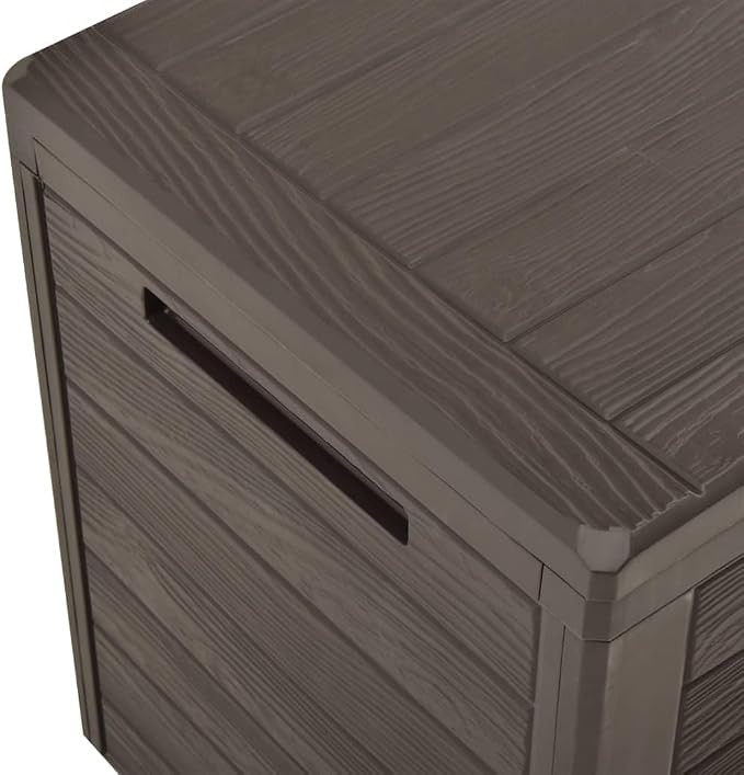 Garden Storage Box Outdoor Patio Furniture, Waterproof Container for Yard Boxes - Brown Polypropylene Cabinet, Weatherproof Table (45.7x17.3x21.7)