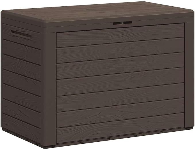Outdoor Storage Box 50 Gallon Garden Deck Container Weather-Resistant Deck Box for Patio Pool Furniture Cushions Blankets Brown 30.7x17.3x21.7 inch