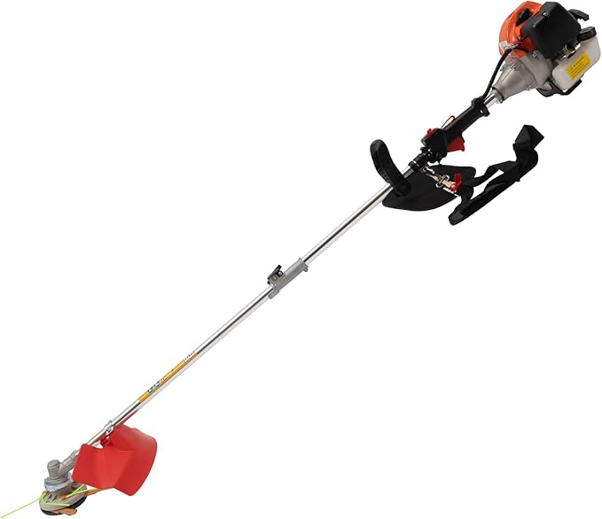 33CC Weed Wacker Gas Powered, 2-Stroke Straight Shaft Gas Weed Wacker with Air-Cooled System 2 Blade Heads Trimmer Edger Mower with 33.8 OZ Large Fuel Tank for Yard Garden Care