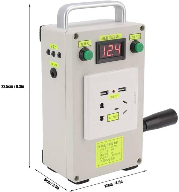 Emergency Hand Generator, 30W/150W500W Outdoor Portable Manual Hand Crank Generator with USB Charger, LED Emergency Light, Household Powerful Emergency Power Supply,30W