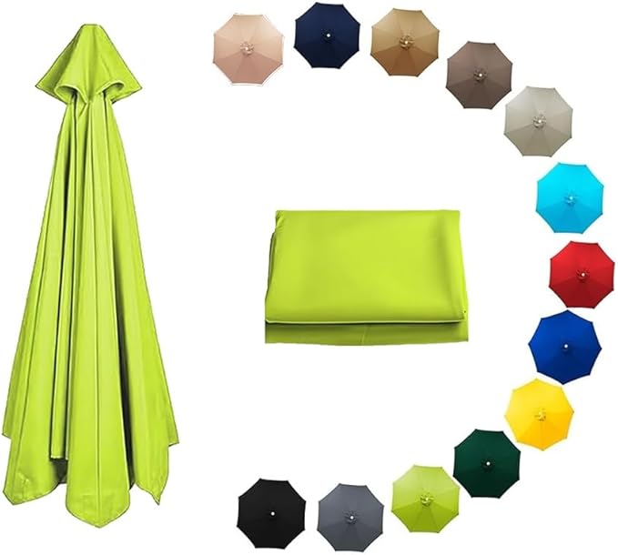 7ft/9ft/10ft Parasol Umbrella Canopy Replacement, Patio Umbrella Replacement Cover, 8 Ribs/6 Ribs Parasol Top Replacement Cloth(Grass Green,200cm/7ft-8ribs)
