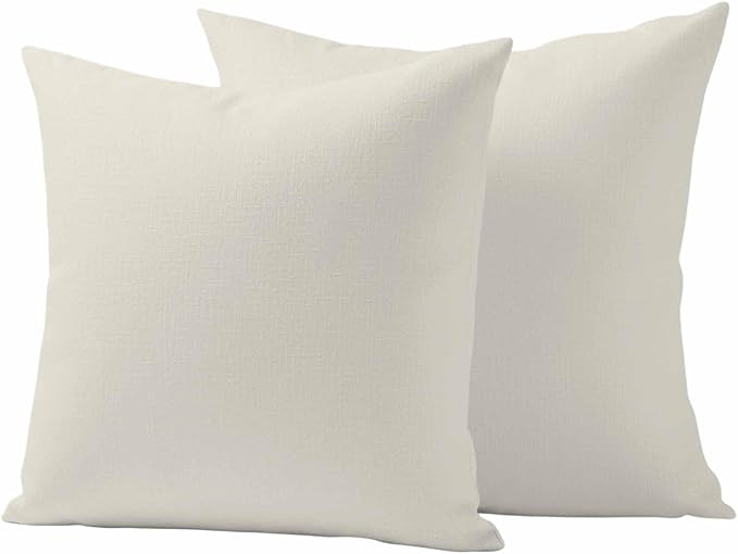 Outdoor Pillow Covers 24 x 24 Inches, Cream Solid Color Waterproof Throw Pillow Cover Set of 2, Aesthetics Contemporary Luxury Decorative Square Cushion Covers for Patio/Couch/Garden