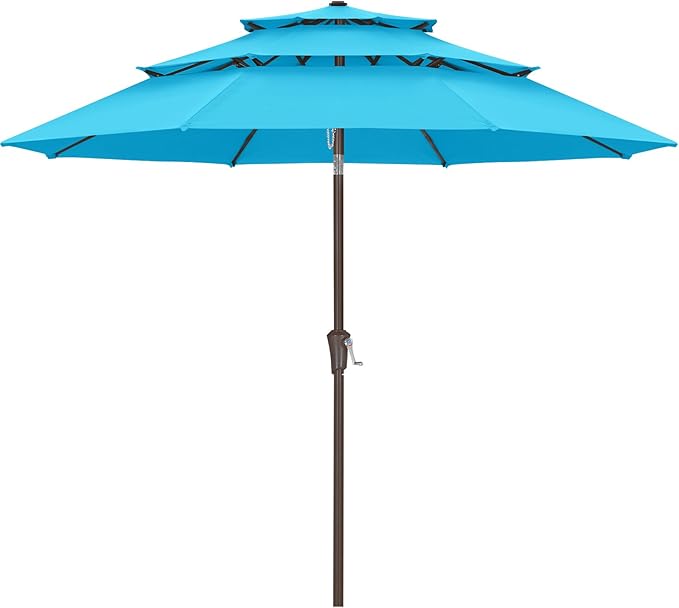 ABCCANOPY 10Ft 3 Tiers Market Umbrella, Outdoor Table Umbrella for Patio, Deck, Backyard (Turquoise)