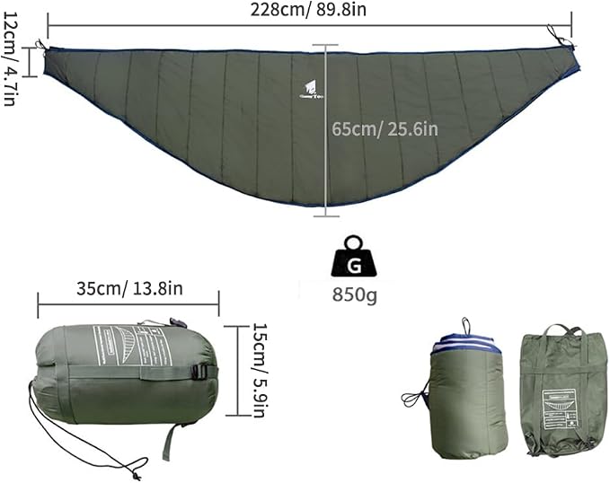 Hammock Underquilt, Lightweight Portable Outdoor Camping Underquilt with Elastic Rope & Steel Buckle, Warm Insulation for Single & Double Hammock Outdoor Use (Brown)