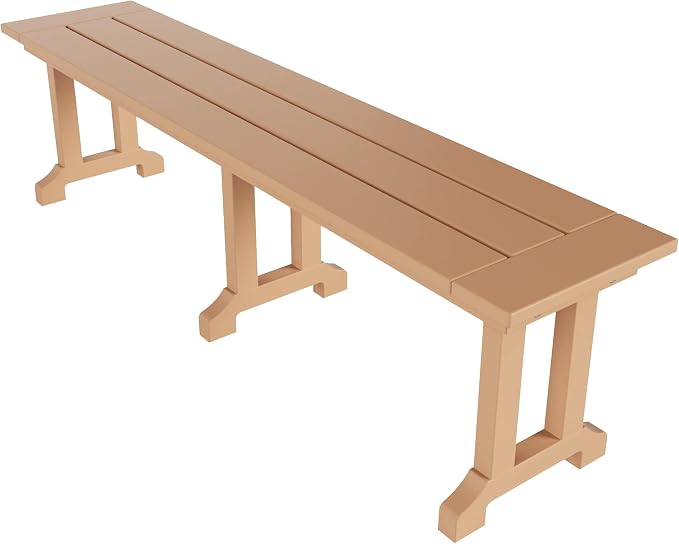 WO Home Furniture Adirondack Patio Dining Chair Table Bench Set of 6 PCS Rectangle Dinner Table Dining Armless Chairs (Teak)