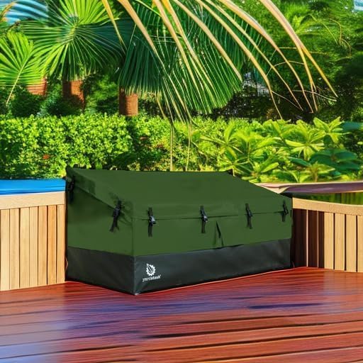 YardStash 143 Gallon Waterproof Deck Box, Portable Outdoor Storage Box for All Weather Tarpaulin Deck Box, Perfect for the Boat, Yard, Patio, or Camping – 143 Gallon, XL Green