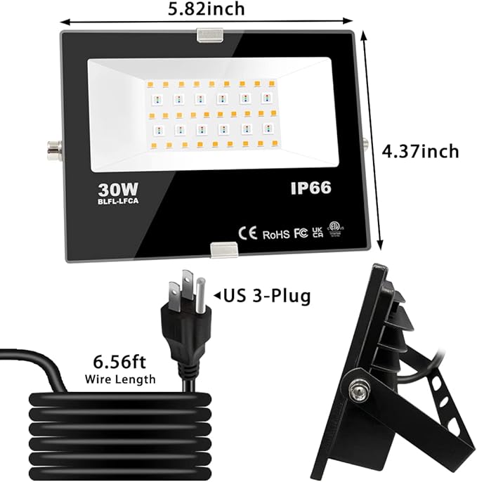 MELPO 30W Led Flood Light Outdoor 300W Equivalent, Color Changing RGB Lights with Remote, 120 RGB Colors, Warm White 2700K, Timing, Custom Mode, Uplight Landscape Lights,IP66 US 3-Plug (2 Pack)