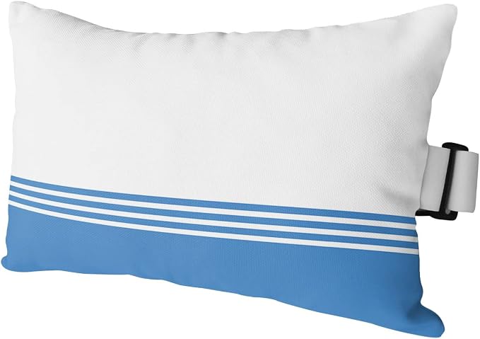 Outdoor Pillows Covers with Inserts Modern Art Blue Stripes White Farmhouse Waterproof Recliner Pillow with Adjustable Strap Throw Pillows for Patio Furniture Pool Lounge Chair, 12x20 inch, 1PCS