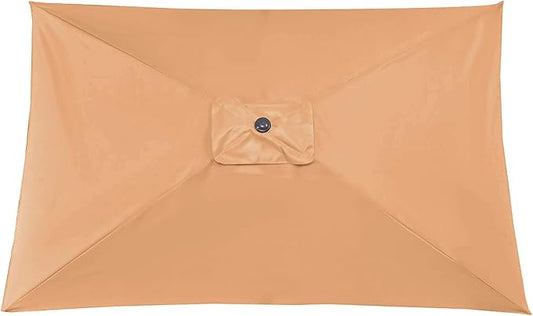 Rectangular Umbrella Canopy Replacement 6 Ribs, Fade Resistant Replacement Umbrella Canopy, Heavy Duty Polyester Fabric Outdoor Shade Canopy Cover for Market Table Cantilever Parasol Top Cover(Khaki)