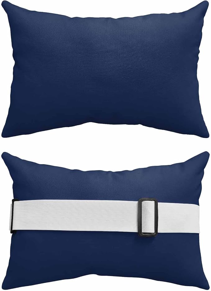 DecorLovee Navy Blue Outdoor Recliner Pillows for Head, Modern Pure Blue Waterproof Chair Pillow with Elastic Stripe, Farmhouse Chaise Lounge Headrest Pillow for Patio/Beach/Pool 1Pack, 11"x16"