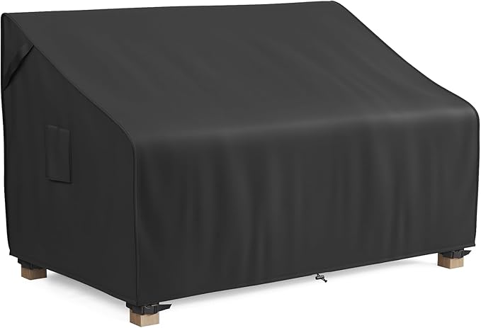 MR.COVER 2-Seater Patio Loveseat Cover, Patio Furniture Covers Waterproof, Heavy Duty Outdoor Couch Sofa Covers with Air Vent and Handles, No Fading and No Tears, Fits up to 62"W x 42"D x 35"H, Black