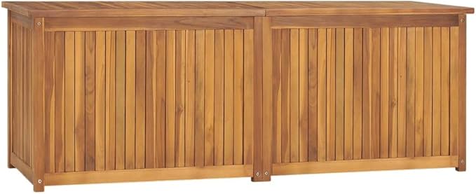 Wooden Garden Patio Storage Box with PE Bag, Deck Storage Container Box for Patio Cushions and Gardening Tools, 59.1"x19.7"x21.7" Solid Wood Teak