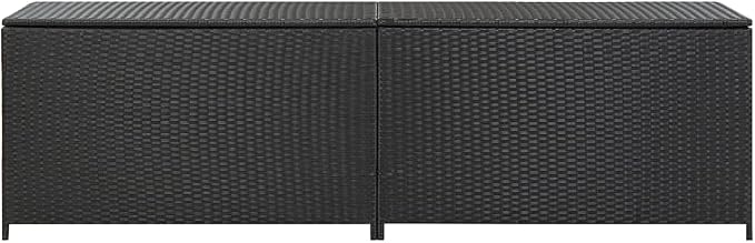Patio Storage Box Deck Storage Box Outdoor Storage Box Indoor Wicker Storage Bin for Patio Furniture Cushions, Pillows, Garden Tools, Poly Rattan Black, 78.7"x19.6"x23.6"