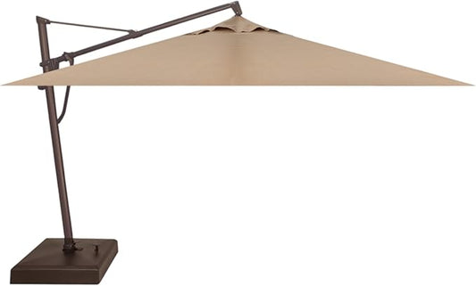 Treasure Garden AKZ PLUS Cantilever Umbrella 10'x13' Rectangular Obravia Sand Canopy and Bronze Frame with Rolling Base