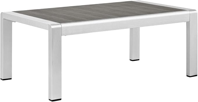 Modway Shore 5-Piece Aluminum Outdoor Patio Sectional Sofa Set in Silver Gray