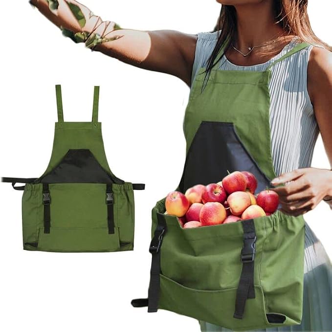 FCOUIID Harvest Apple Picking Bag - Waterproof 600D Fruit Storage Apron Pouch for Outdoor Orchard, Farm, Garden, Heavy Duty