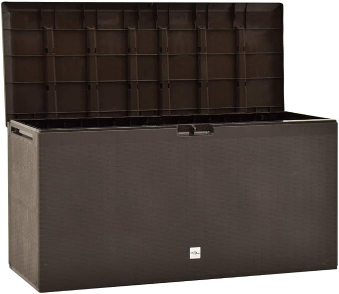 Storage Box Brown Polypropylene Medium Garden Storage Box Deck Chest Patio Deck Container for Patio Garden