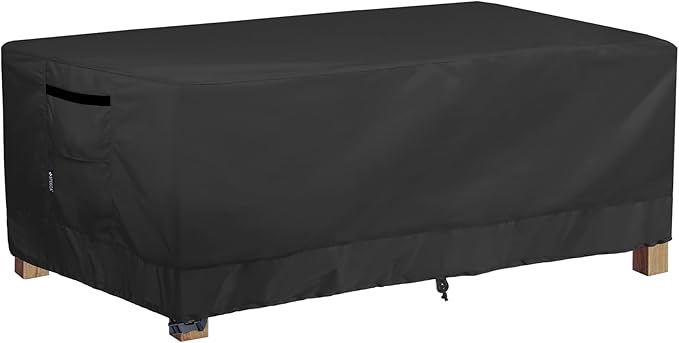 Patio Coffee Table Cover, Waterproof Rectangular Small Side Table Cover for Outdoor Furniture 48L x 26W x 18H inch, Black