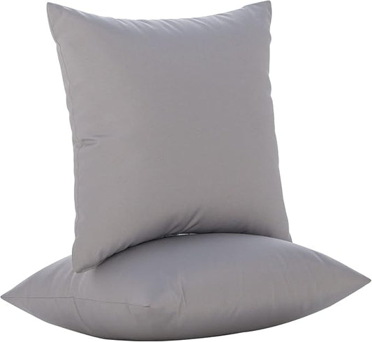 JMGBird UV-Resistant Outdoor Throw Pillows Waterproof Outdoor Pillow Cover | Water-Resistant Outdoor Pillows Set of 2, 18x18 inch Durable Pure Grey Throw Pillows with Inserts