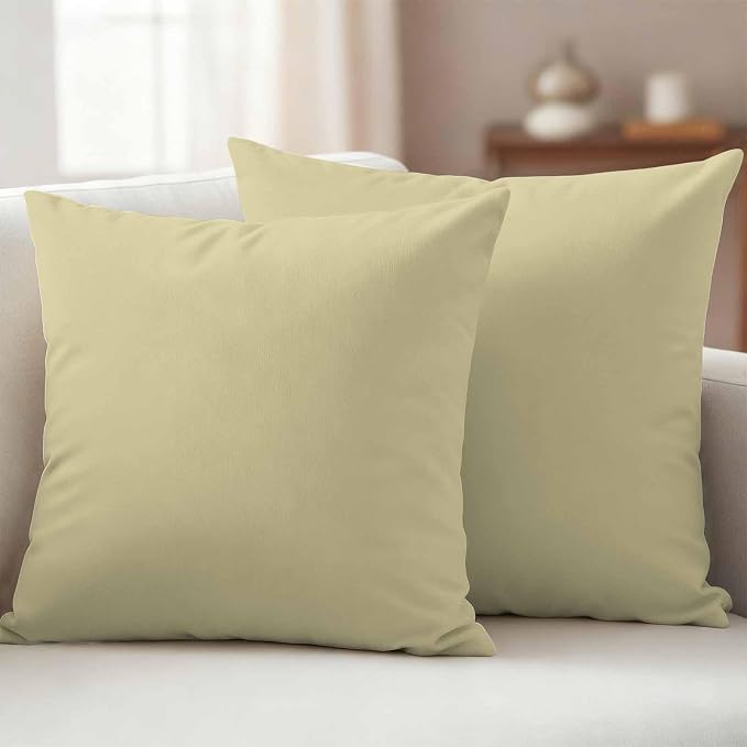 Outdoor Pillow Covers 26 x 26 Inches, Yellow Solid Color Waterproof Throw Pillow Cover Set of 2, Aesthetics Contemporary Luxury Decorative Square Cushion Covers for Patio/Couch/Garden
