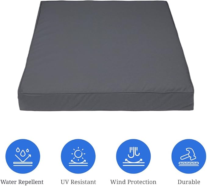 Covers & All Square Outdoor Cushion Covers for Patio Furniture Sets, Water, Tear & UV Resistant Polyester Cushion Slipcover with Zippers (Pack of 2) (20" L x 20" W x 4" Thick, Charcoal Gray)