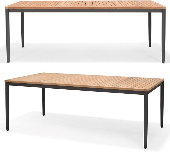 Urban Elements Solar 9-Piece Rectangular Patio Dining Set for 8 | Certified Teak & Aluminum | Ideal for Outdoors
