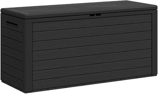 Large Outdoor Storage Box Anthracite Polypropylene 45.7x17.3x21.7in 290 Gallon Capacity Deck Box for Patio Garden Pool Toys Cushions