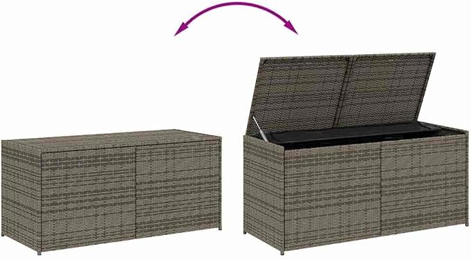 Outdoor Garden Storage Box, 283L Weather-Resistant PE Rattan Deck Box with Gas Spring Lid, Waterproof Patio Cushion Organizer for Backyard, Pool, and Terrace, Grey