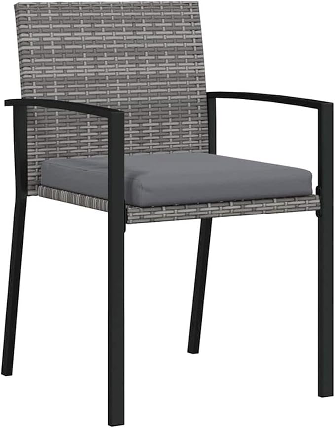 Afuera Living 5 Piece Poly Rattan Garden Dining Set, Black Finish, Powder-Coated Steel Frame, UV-Resistant Durable Outdoor Furniture with Seat Cushions, Armrests, Modern Patio or Garden Seating