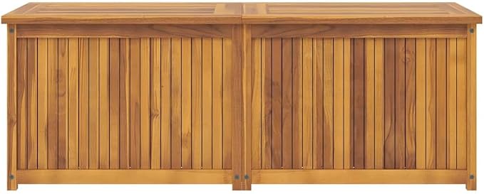 Outdoor Storage Box 59.1x19.7x21.7 Inch Solid Teak Wood Patio Chest with Easy Open Lid, Weatherproof Garden Box for Cushions Tools Accessories, Deck Garage Shed Organizer