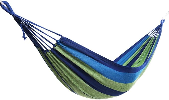 Double Hammock Canvas Swing for Outdoor Camping and Travel, Widened Portable Hanging Hammock with Thickened Blue Material, Suitable for Adults and Patio Garden Use