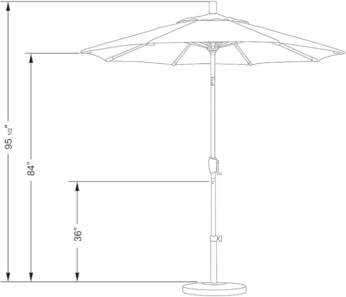 California Umbrella 7.5' Rd Pacific Trail Series Aluminum Patio Umbrella, Crank Lift, Push Button Tilt, Black Finish