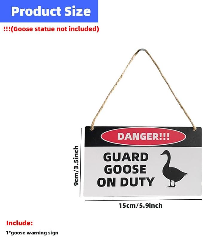 Goose Outfit,Porch Goose Outfits,Lawn Goose Statue Costume for 17"/23" Cement Plastic Goose Duck Decorations,with a Danger Warning Sign(Danger Sign)