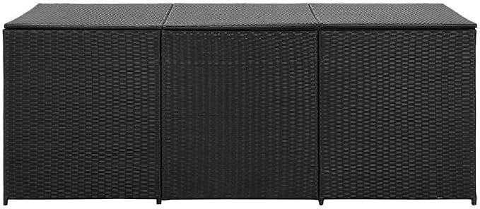 Large Outdoor Garden Storage Box, Weather-Resistant Poly Rattan Deck Bin with Gas Lift Lid, Rectangular Container for Patio Cushion, Garden Tools, Black