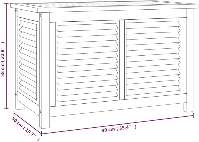 Deck Box Indoor Outdoor Storage Container Furniture with Bag, Patio Storage Box Bin Organizer for Garden Tools, 35.4"x19.7"x22.8" Solid Wood Teak
