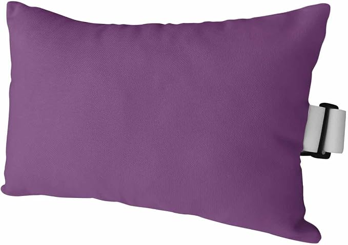 Outdoor Pillow for Lounge Chair with Strap & Insert Purple Recliner Head Pillow Solid Purple Color Waterproof Headrest Patio Lumbar Pillows for Beach Pool Office Chaise Chair 12x20 Inch