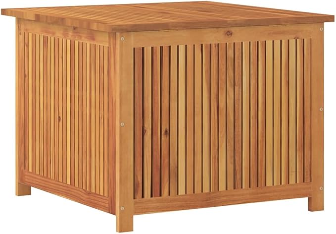 Outdoor Garden Storage Box, Solid Acacia Wood Deck Chest with Lid, 29.5x29.5x22.8 Inch Patio Organizer for Cushions, Toys, and Tools, Natural Oiled Finish