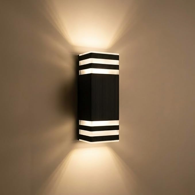 Wired Wall Light Outdoor Waterproof IP65, Super Bright Starburst Pattern 2 x GU10 Sockets Duo Pathway Light, 1 Pack Professional Landscape Lighting for Garden, Yard, Patio, Walkway, Anti-Rust Aluminum