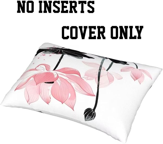 Outdoor Pillows Waterproof Set of 2 Outdoor Pillow Covers 16x24 Inch, China Throw Pillows Lotus Pillow Covers, Summer Garden Decorative Pillows Outdoor Pillows for Patio Furniture Car Home Decor-hs405