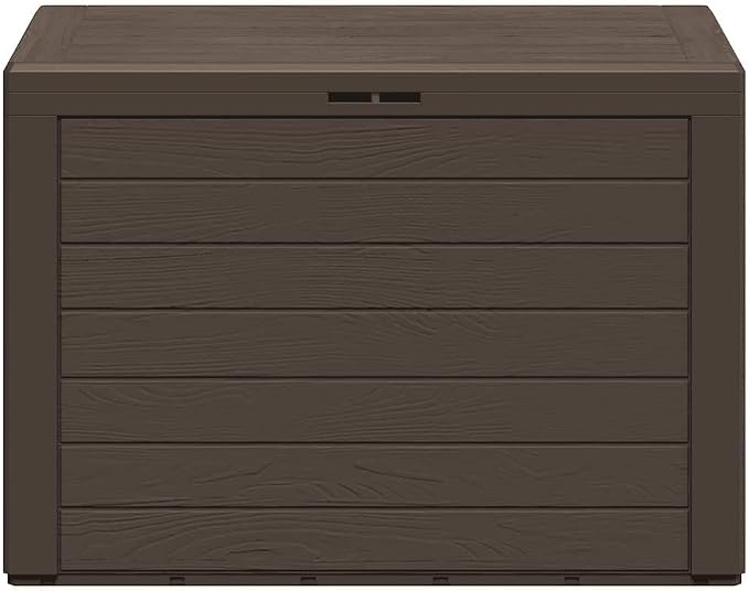 Rectangular Outdoor Storage Box Brown Polypropylene 30.7 x 17.3 x 21.7 in for Patio Garden Deck Pool Toys and Gardening Tools