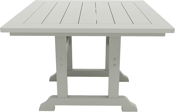 WestinTrends Ashore 5 Pieces Adirondack Patio Dining Set, All Weather Poly Lumber Slatted Modern Farmhouse Outdoor Furniture Set, 43" Trestle Square Table and 4 Adirondack Dining Chair, Sand