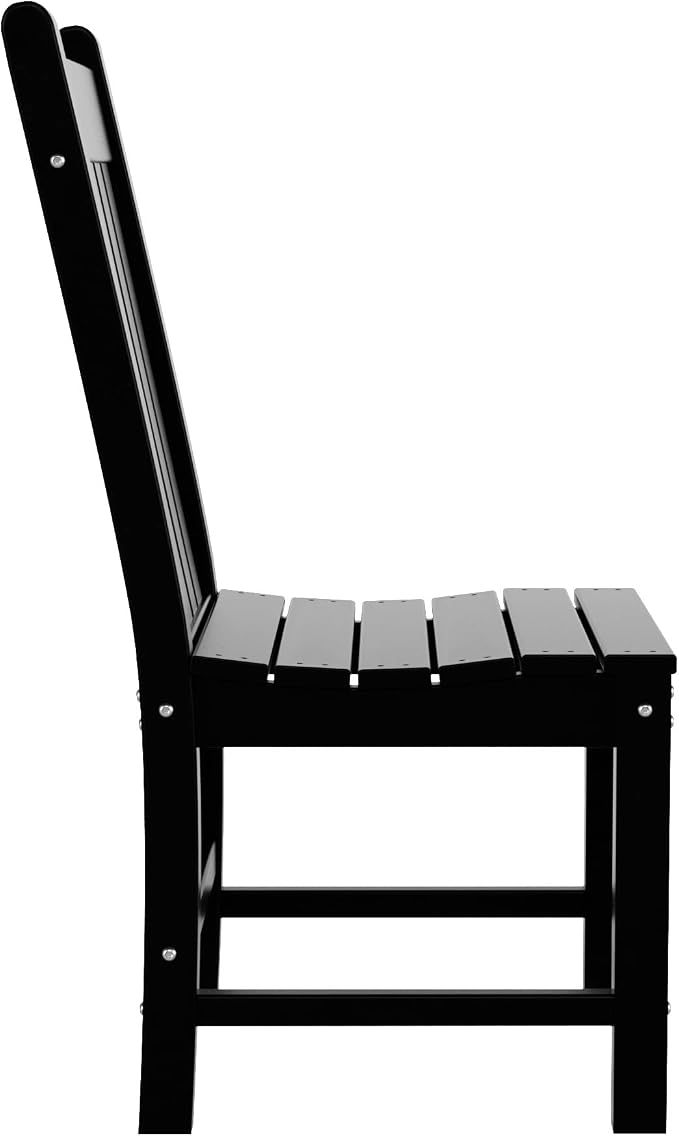WestinTrends Malibu 6 Piece Outdoor Dining Set with Bench, All Weather Poly Lumber Patio Table and Chairs Set, 71" Trestle Dining Table with Umbrella Hole, 5 Patio Chairs with Bench, Black