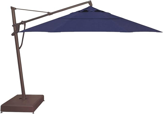 Treasure Garden AKZ PLUS Cantilever Umbrella 13' Sunbrella Spectrum Indigo Canopy and Bronze Frame with Stationary Base