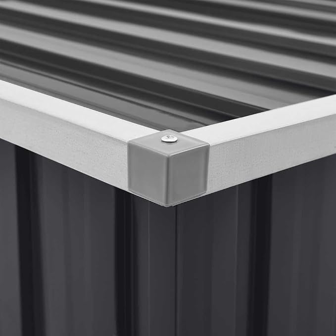 Galvanised Steel Patio Storage Box Anthracite, 58.7x39x36.6 Inch Outdoor Storage Chest for Cushions, Tools, Garden Equipment