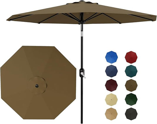 10Ft Patio Umbrella - 8 Sturdy Ribs Outdoor Table Umbrella with Crank Lift & Push Button Tilt - Market Umbrella for Pool, Deck, Yard, Garden - Turquoise