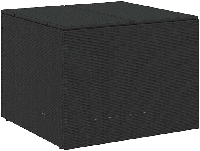 Black 76.9 Gallon PE Rattan Garden Patio Storage Box with Water-Proof Inner Bag and Powder-Coated Steel Frame