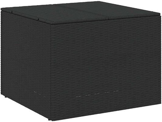 Modern Outdoor Garden Storage Box 291L, Poly Rattan Medium Storage Box with Powder-Coated Steel Frame, Black Matte Finish for Patio Cushions and Tools