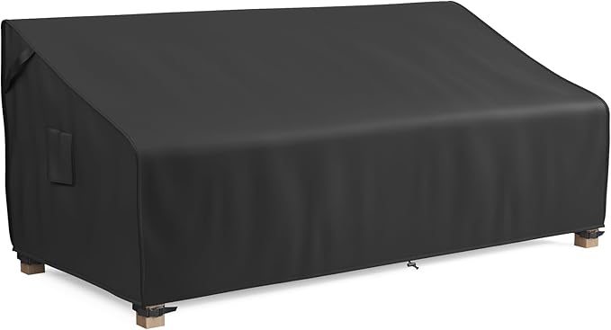 MR.COVER 3-Seater Outdoor Couch Cover Waterproof, Patio Furniture Cover for Sofa, Heavy Duty Outdoor Sofa Covers, Polyester & Double-Stitched Seams, Fits up to 90" W x 37" D x 35" H, Classic Black