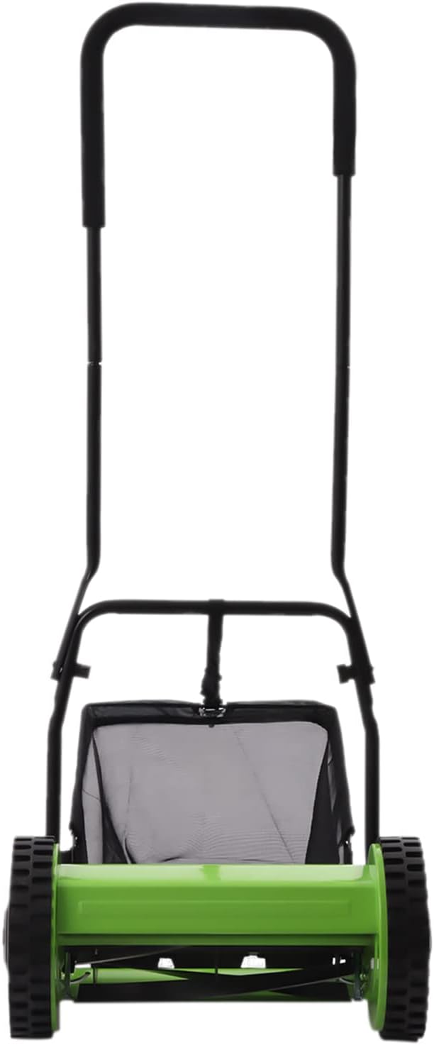 TFCFL Lawn Mower 12 inch Manual Push Reel Lawn Mower with 23L Collection Bag Adjustable Cutting Handle Height Lawn Mower, 5 Blades