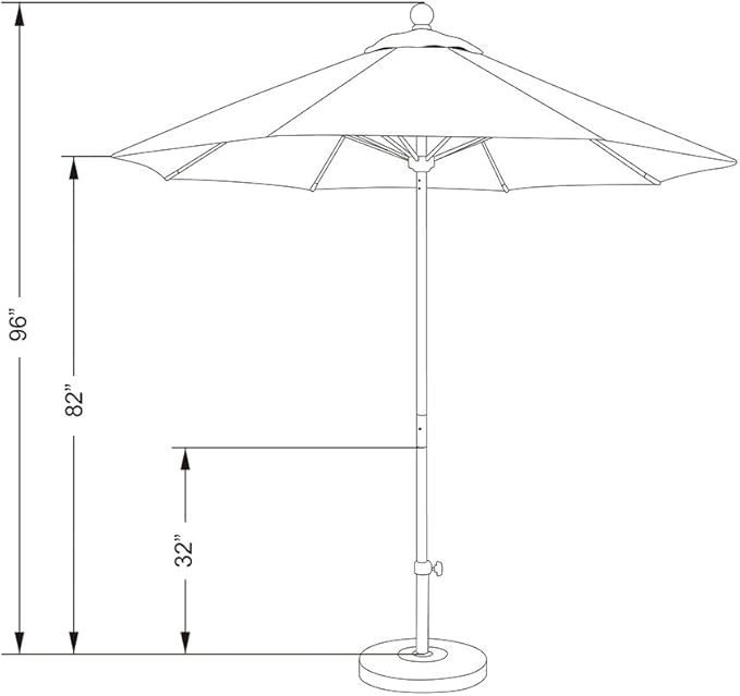 California Umbrella 7.5' Rd. Venture Series Contract Grade Patio Umbrella, Push Open Pin Stop, Silver Finish